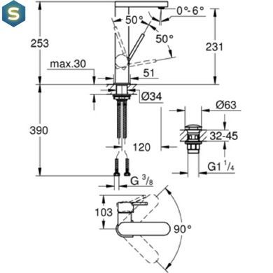 Смеситель для умывальника Grohe Plus 23873003