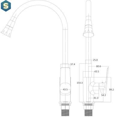 Змішувач для кухні Globus Lux Bonn GLB-0203SA-GP-B01, Черный матовый