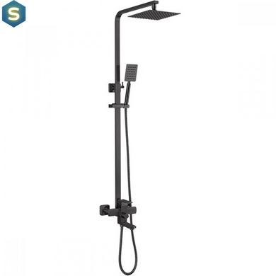 Душова система Wezer PRO16-02-BLACK, вилив - перемикач на лійку, 3-функції, чорний, Черный матовый