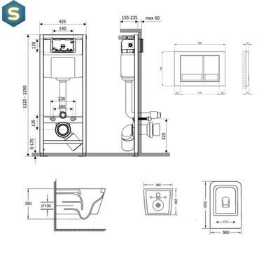 Підвісний унітаз Qtap Crow Ultra Quiet + інсталяція Qtap Nest 4 в 1 (квадратна клавіша Satin), Білий