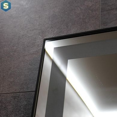 Дзеркало Dusel DE-M0061S1 Black 65x80 см з годинником і Bluetooth 600611, Чорний/золото