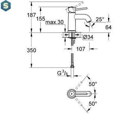 Смеситель для умывальника Grohe Bau Classic 23162000