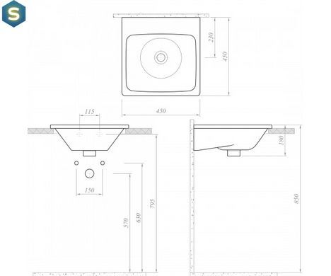 Умивальник Sanwerk Idea 2.0 45x45 (UV0000159), Білий