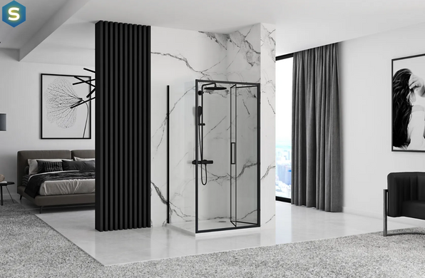 Душова кабіна Rea Rapid Fold 80x90 black REA-K6421 + REA-K6419, Черный матовый, Універсальна, прозорий, чорний матовий
