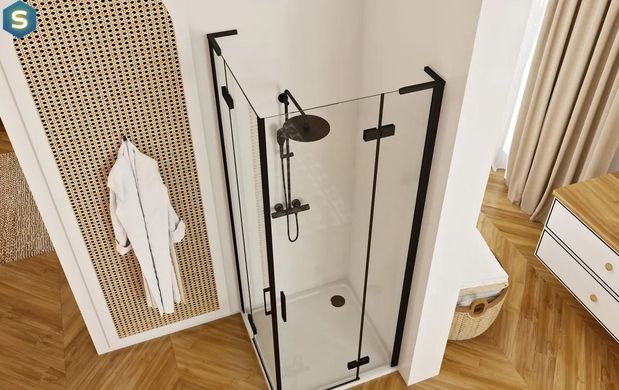 Душова кабіна Rea Hugo 100x100 black подвійна REA-K6602, Черный матовый, Універсальна, чорний матовий
