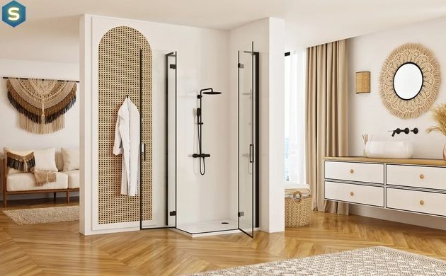 Душова кабіна Rea Hugo 100x100 black подвійна REA-K6602, Черный матовый, Універсальна, чорний матовий