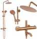 Душевая система Rea Lungo brushed copper с термостатом и изливом REA-P8807, Теплый закат