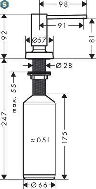 Дозатор кухонный Hansgrohe A51 500 ml врезной хром 40448000