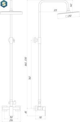 Душова система Globus Lux Sicilia SBQ-SH-105, Зелений матовий