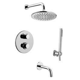 Душова система Paffoni Shower з термостатом та виливом &Oslash;225 мм chrome KITLIQ019CR225, Хром