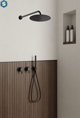 Душевая система Kohlman Axel 30 black + BOX скрытого монтажа KPL-QW260AB30, Черный матовый