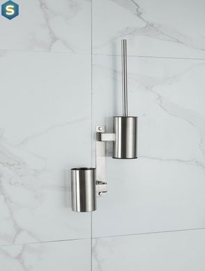 Поворотный настенный ершик Frap F30410-1 с держателем для моющего, нержавеющая сталь, Нержавеющая сталь