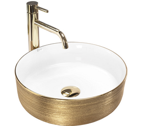 Умывальник Rea Sami накладной white brushed gold REA-U6630, Золотой