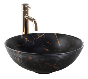 Умивальник Rea Stella black marble brushed накладний REA-U9086, Черный матовый