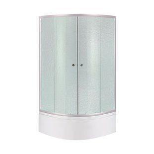 Душова кабіна Latwa SC80x80.SAT.HIGH.FR полукругла, скло Frost 4 мм + Душовий піддон Kapielka ST80x80x41, з панеллю Lidz, Хром матовий, Універсальна, матовий