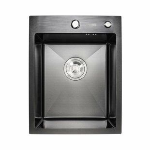 Кухонная мойка Platinum Handmade PVD черная 400x500x220 (толщина 3,0/1,5 мм, корзина и дозатор в комплекте), Черный/золото
