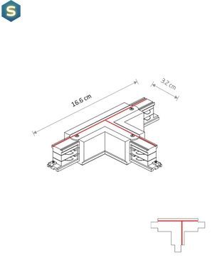 З'єднувач Nowodvorski 8244 Ctls Power T Connector Left -1 T-l1 Bl
