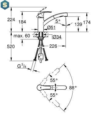 Змішувач для кухні Grohe Eurosmart 30305DC0