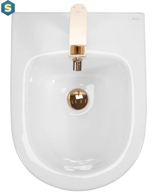 Підвісне біде Rea Carlo Mini white gold edge REA-C6990, Білий