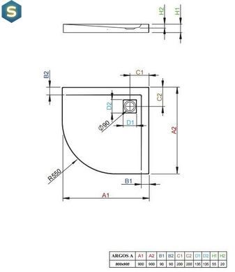 Душовий піддон Radaway Argos A 90x90 4AA99-01