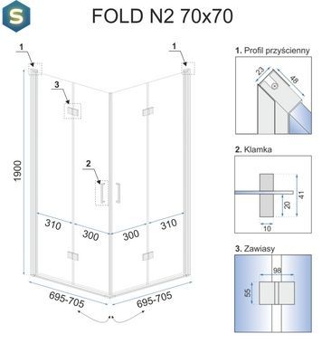 Душевая кабина Rea Fold N3 90x90 REA-K9991, Хром, Универсальная, прозрачный