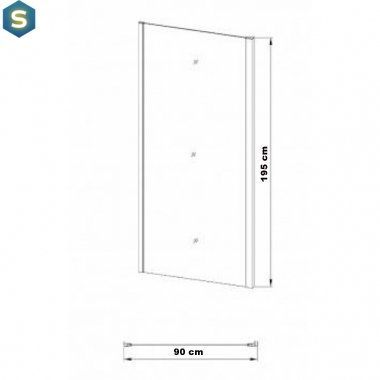 Боковая стенка Eger 90x195 см 599-153-90W(h), прозрачный, хром