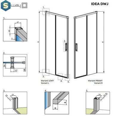 Душевая дверь Radaway Idea Black DWJ 140 см 387018-54-01R