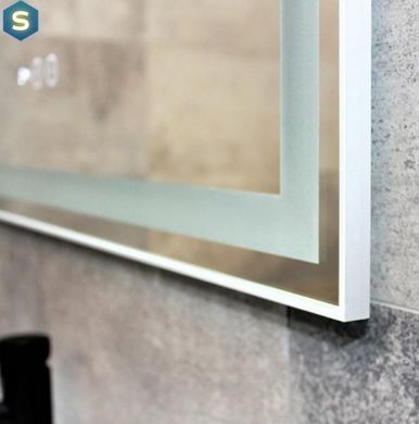 Дзеркало Dusel DE-M0061S1 Silver 75x100 см з годинником, Каппучино