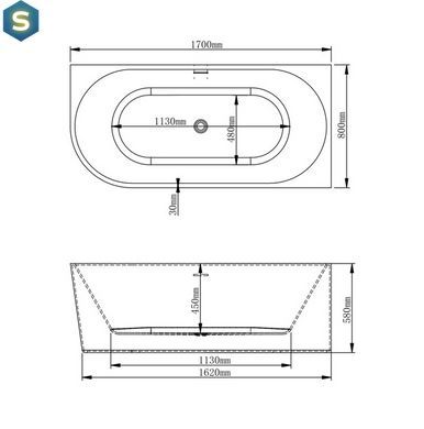 Ванна акриловая VBI Nordend R 170x80 угловая VBI-070717R, Белый