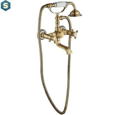 Змішувач для ванни Rea Rustico antique gold настінний з виливом REA-B0702, Золотий