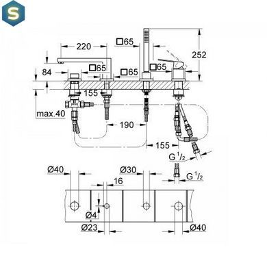 Смеситель для ванны Grohe Eurocube 19897001