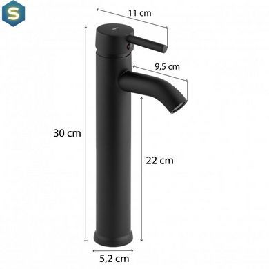 Змішувач для умивальника Yoka Spa 36 Black BU.SPA-36-BLK, Черный матовый