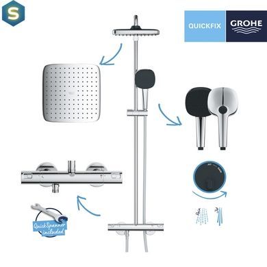 Душевая система термостатическая Grohe QuickFix Vitalio Comfort System 250 Cube 26696001, Хром