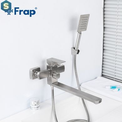 F22802 (H802) Змішувач для ванни НЕРЖ. довгий гусак гайка &Oslash;35 Frap 1/8, Нержавіюча сталь
