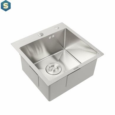 Кухонна мийка нержавійка 45x45 Platinum Handmade (сифон крулий 3,0/0,8), Нержавіюча сталь