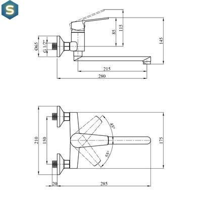Змішувач кухонний настінний Kroner KRP Brocken - С040 CV023597, Хром