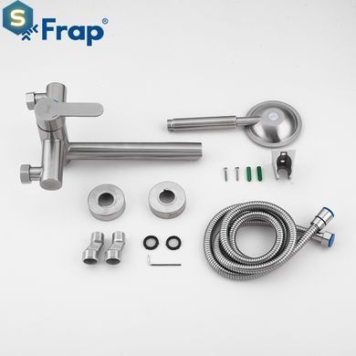 Смеситель для ванны нержавейка короткий гусак гайка &Oslash;35 Frap 1/8 F32801 (H801), Нержавеющая сталь