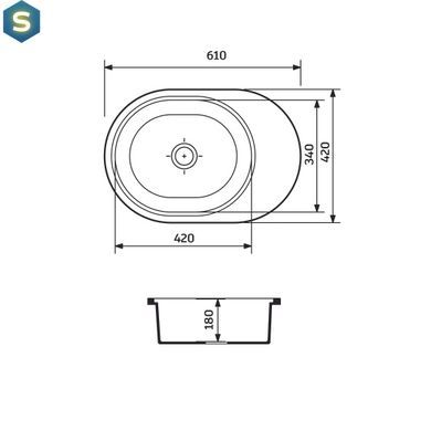 Кухонная мойка Adamant Ovale 610x420x180 Sand сахара 638223, Sand