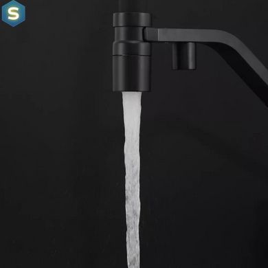 Змішувач для кухні під фільтр з гнучким виливом, чорний матовий Frap G4395-66, Черный матовый