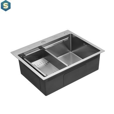 Кухонна мийка Kroner KRP Geb&uuml;rstet - 6350HM (3.0/1.0 мм) CV031452, Нержавіюча сталь