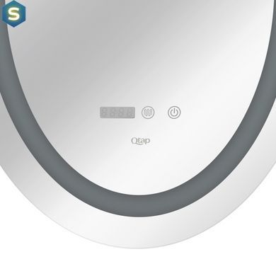 Дзеркало Qtap Mideya 500х700 з LED-підсвічуванням Touch, з антизапотіванням, з годинником, диммером яскравості QT2078NCR5070W