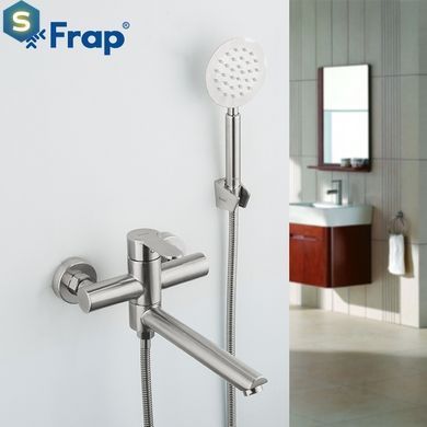 Смеситель для ванны нержавейка короткий гусак гайка &Oslash;35 Frap 1/8 F32801 (H801), Нержавеющая сталь