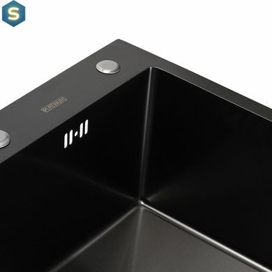Кухонная мойка Platinum Handmade PVD черная 400x500x220 (толщина 3,0/1,5 мм, корзина и дозатор в комплекте), Черный/золото