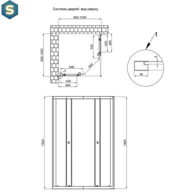 Душова кабіна Qtap Pisces CRM109-11SP5 90-105x90-105 см, скло Pear 5 мм без піддона, Хром, Універсальна, матовий