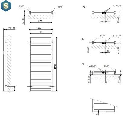 Полотенцесушитель водяной Terma 1150x400 Vivo WGVOV115040KS96SX, Белый