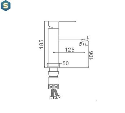 F10802 (H802) Змішувач для умивальника нержавіюча сталь гайка &Oslash;35 Frap 1/10, Нержавіюча сталь
