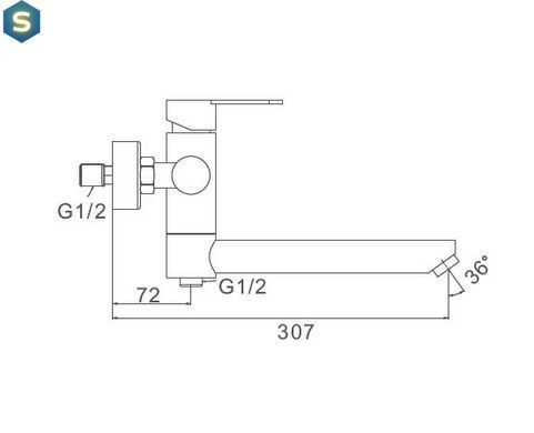 Смеситель для ванны нержавейка короткий гусак гайка &Oslash;35 Frap 1/8 F32801 (H801), Нержавеющая сталь