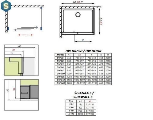 Душова кабіна Radaway Evo DW+S 105x80x200 335105-01-01 + 336080-01-01