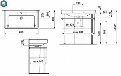 Умивальник Laufen Pro S 85x46 H8139650001041, Білий