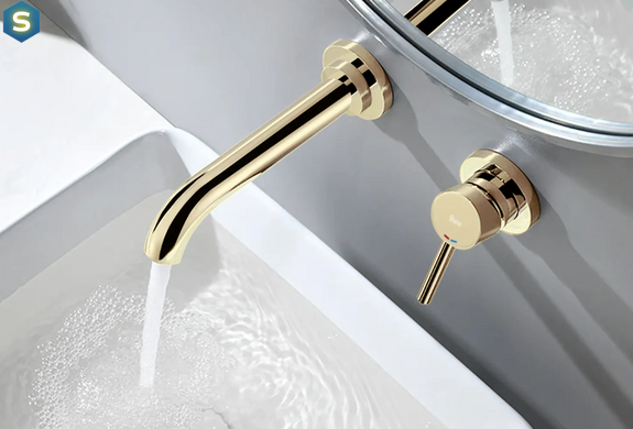 Змішувач для умивальника Rea Lungo Long + Box прихованого монтажу gold REA-B0370, Золотий